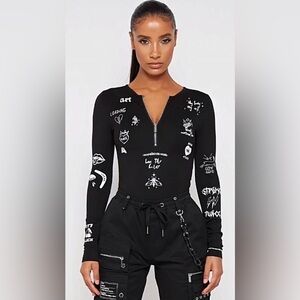 Maniére de Voir graffiti bodysuit in black